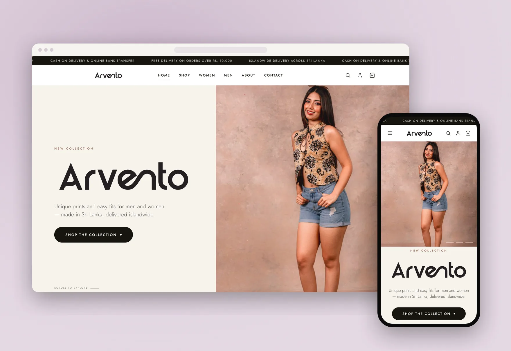 Arvento — Designer-style fashion for men and women, made in Sri Lanka and sold island-wide.